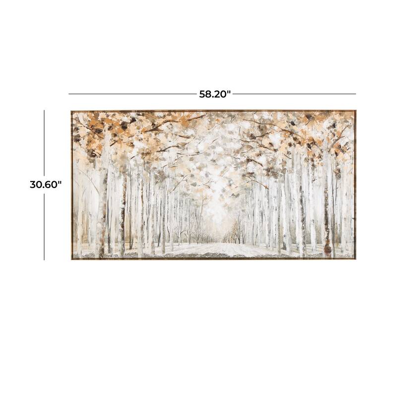 Canvas Landscape Forest Framed Wall Art with Brown Accents - Gray - Roche River Decor