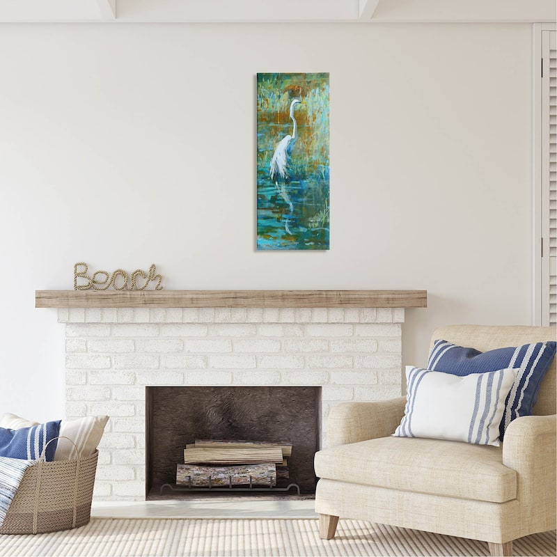 Stupell Egret Bird Swimming Pond Nature Canvas Wall Art by Kathleen Broaderick
