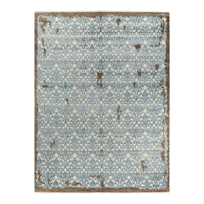 Ikat One-of-a-Kind Hand-Knotted Area Rug - Ivory, 9' 2" x 12' 1" - 9' 2" x 12' 1"