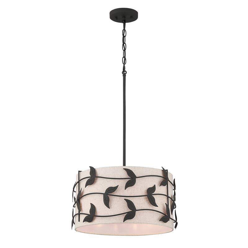 Acroma 4-light Gold/Black Ceiling Cotton Drum Light