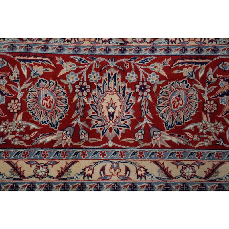 Hand Knotted Oriental 100% Wool Carpet Traditional All-Over Navy Blue & Blues Kashan Area Rug - 12' 2'' X 9' 3''