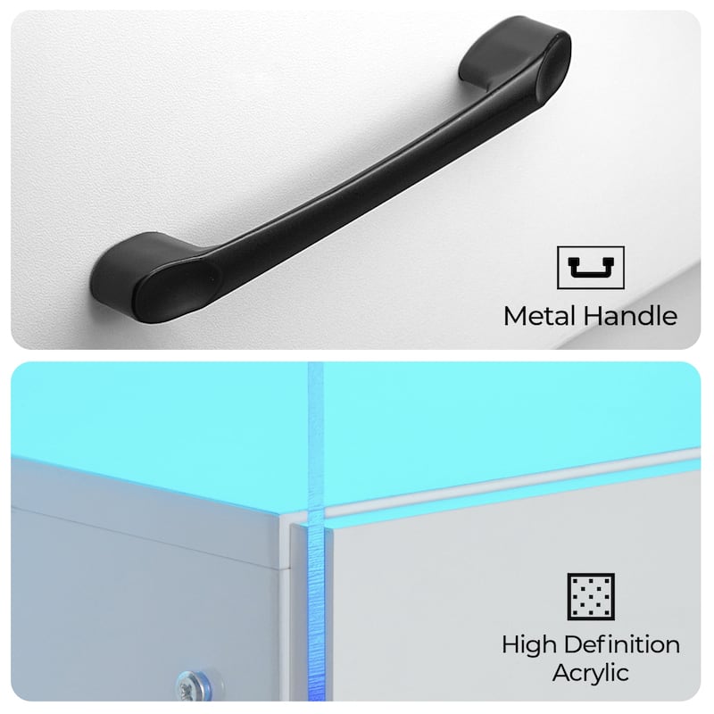 GDF Studio - Avalon Modern Nightstand with LED Lighting and Dual Drawers