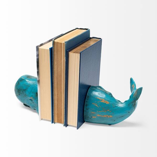 Rustic Aqua Blue Whale Shaped Bookends Rustic Aqua Blue Whale Shaped Bookends