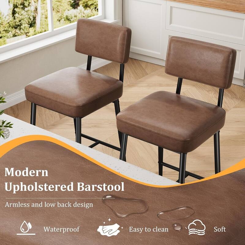 Modern Upholstered Counter Height Barstool Chairs Set of 2