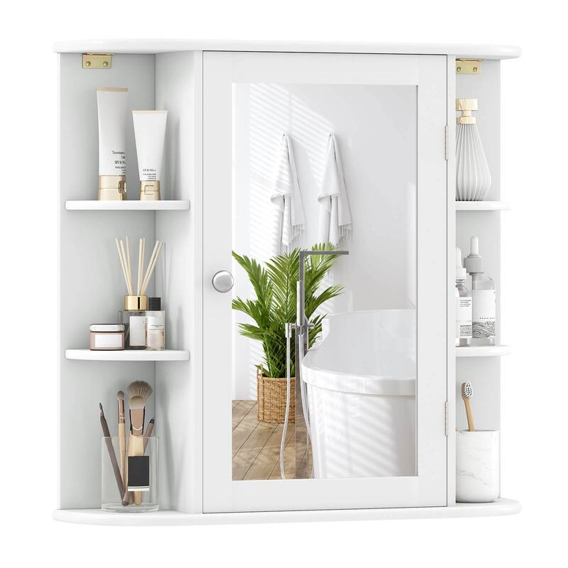 Multipurpose Wall Surface Bathroom Storage Cabinet Mirror - See Details - White