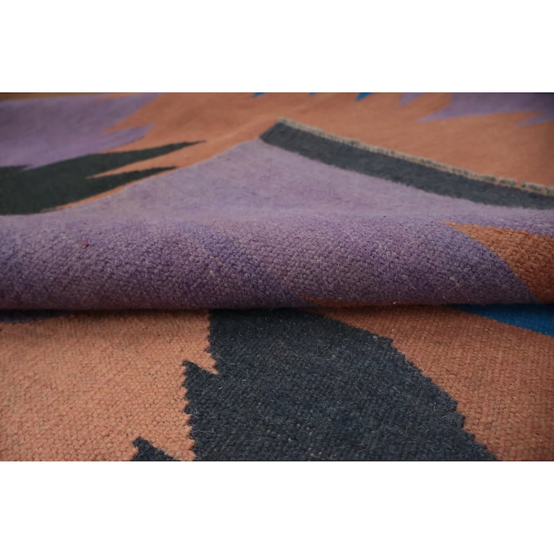 Hand Woven Oriental 100% Wool Carpet Southwestern Tribal Purples Kilim Area Rug - 13' 3'' X 8' 7''