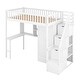 preview thumbnail 5 of 7, Twin Size Loft Bed Stairs Storage Bed with Bookshelf and Drawers, Desk & Wardrobe