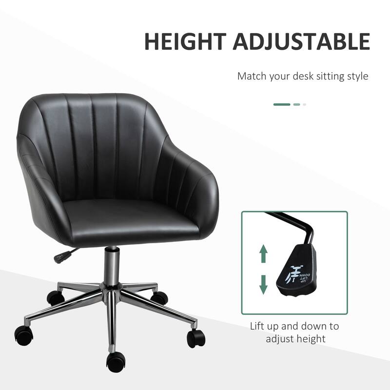 Vinsetto Mid Back Home Office Chair Computer Desk Chair with PU Leather, Adjustable Height, Swivel Wheels for Study, Bedroom