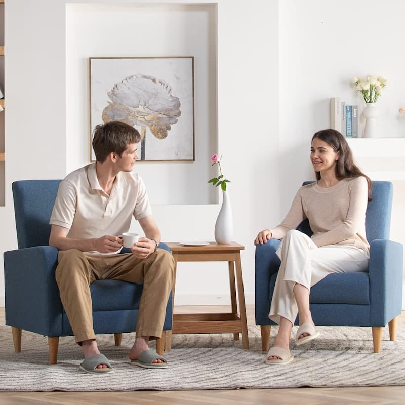 Fabric/Leather Modern Accent Chairs with Lounge Seat