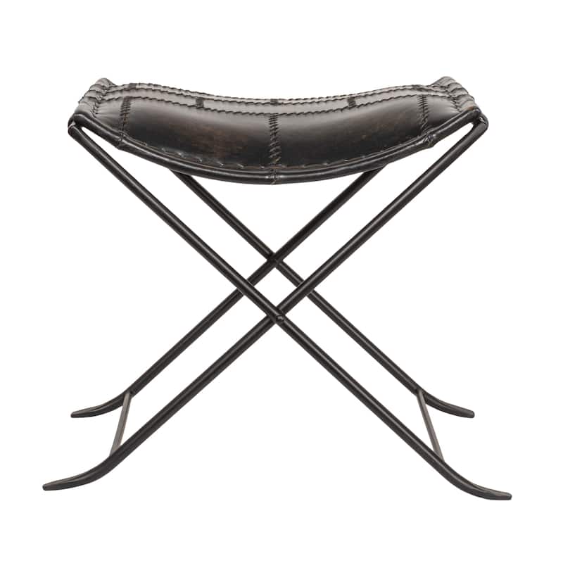 Collapsible Leather and Metal Stool