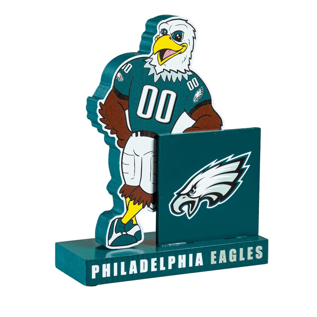 8 in. Wooden Mascot Statue with Team Logo, Philadelphia Eagles