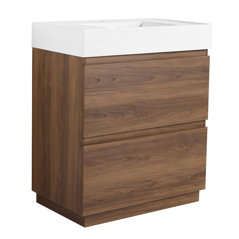 30 in. W x 18 in. D x 35 in. H Single Sink Freestanding Bath Vanity with White Resin Top