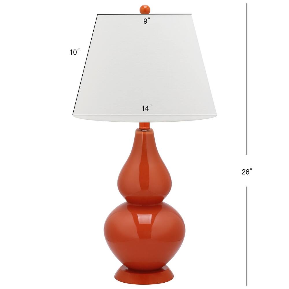 SAFAVIEH Lighting Demetria 27-inch Double Gourd White Table Lamp (Set of 2) - 14"x14"x26" - 14Wx14Dx26H