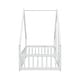 preview thumbnail 45 of 52, Wood House-Shaped Twin Floor House Bed with Fence,Guardrails,Kids and Baby