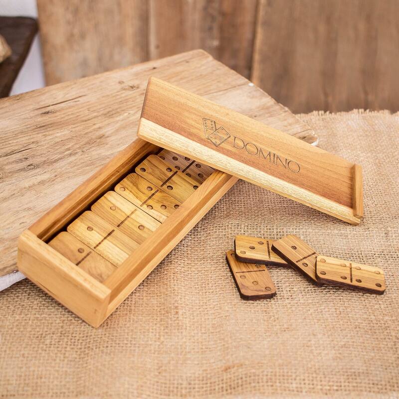 Novica Handmade Moments To Share Teak Wood Domino Set