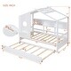 preview thumbnail 2 of 9, Wooden Twin Size House Bed With Trundle, Modern Design for Kids with Storage Shelf