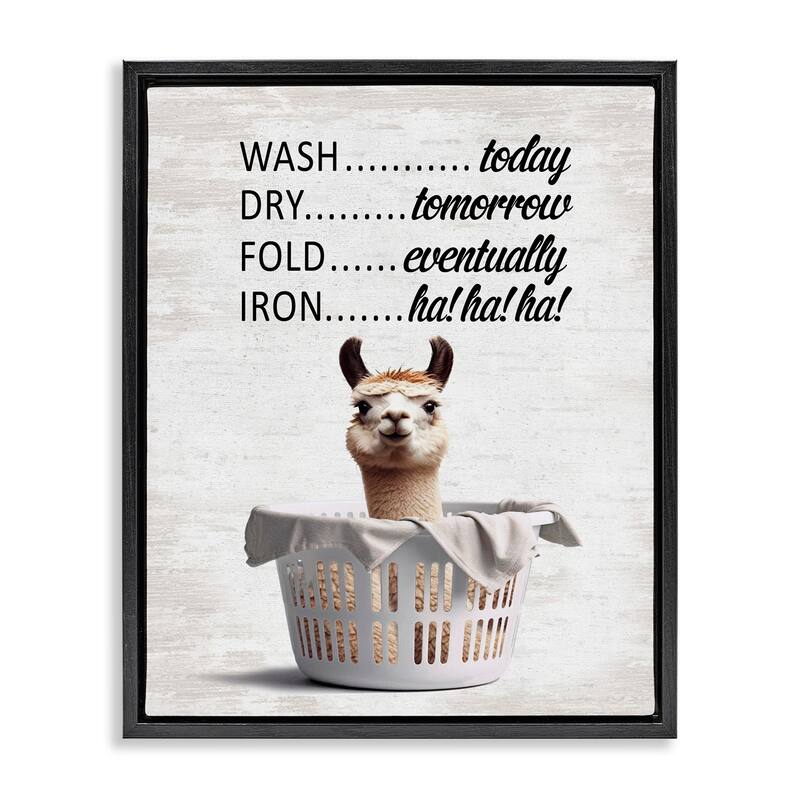 Stupell Funny Laundry Timing Framed Floater Canvas Wall Art Design By Lettered and Lined - 25 x 31 - Black