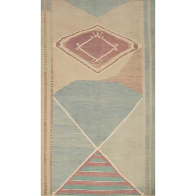 Hand Woven Oriental 100% Wool Carpet Southwestern Modern Multi-Colored Kilim Area Rug - 9' 11'' X 6' 8''