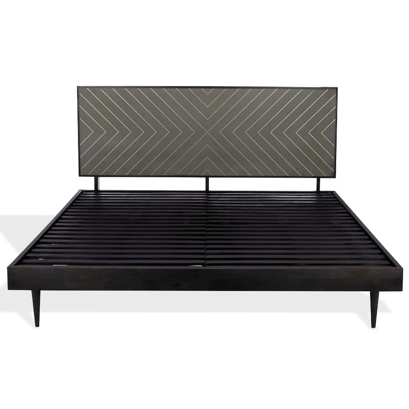 SAFAVIEH Couture Leni Gold Inlayed Cement Bed - Black/Brass