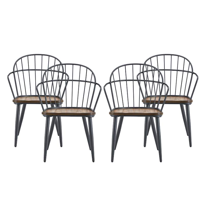 Christopher Knight Home Indoor Dining Chair With Metal Legs - Set of 4 - Light Birch + Black