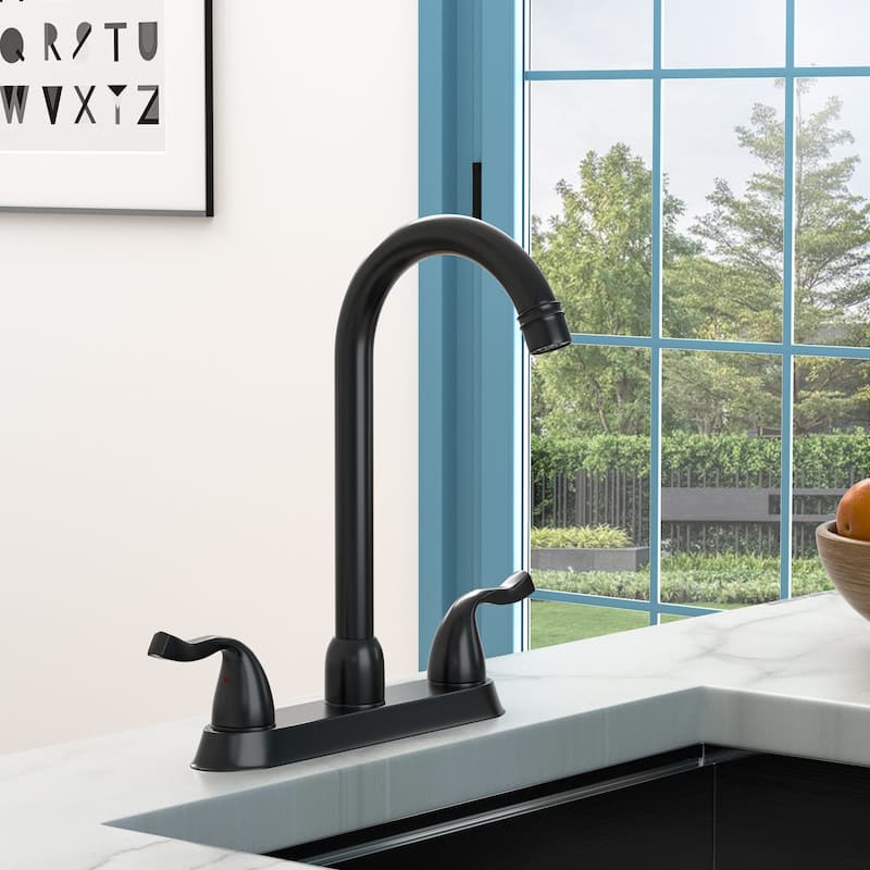 8.7 Inch Centerset Kitchen Sink Faucet Modern 2 Hole Kitchen Faucet with Double Handle Vanity Tap with 360 Degree Swivel Spout