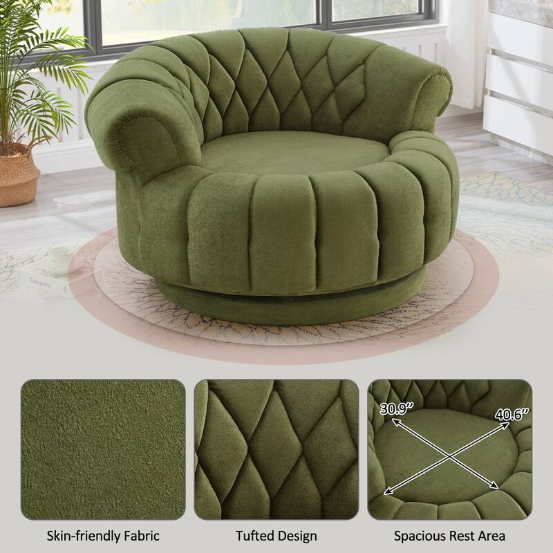 360° Swivel Accent Chair - Modern Barrel Club Chair for Living Room, Bedroom, Office Seating