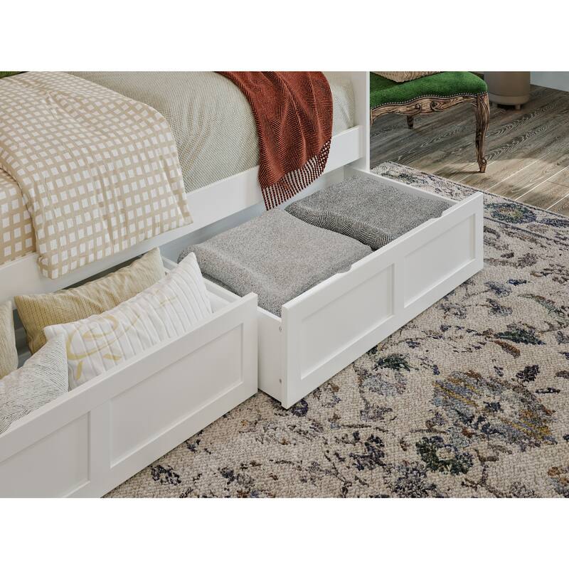 Twin Daybed with Drawers - White Wood Frame, Modern Design, Storage Bed