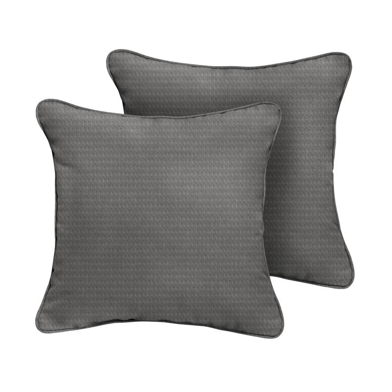 Sorra Home Outdura Solid Indoor/Outdoor Corded Square Pillows (Set of 2)