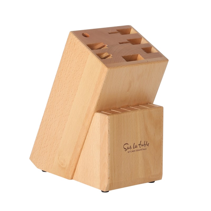 Sur La Table Kitchen Essentials 14 Piece Cutlery Set, German Steel Forged Knives, Beech Wood Block