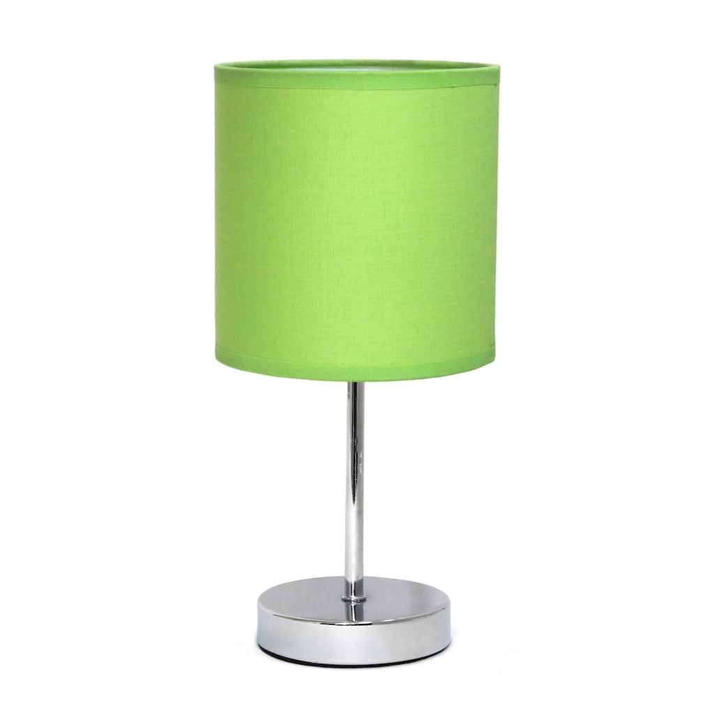 Traditional Petite Table Lamp with Drum Shade - 11.75" - Silver and Green