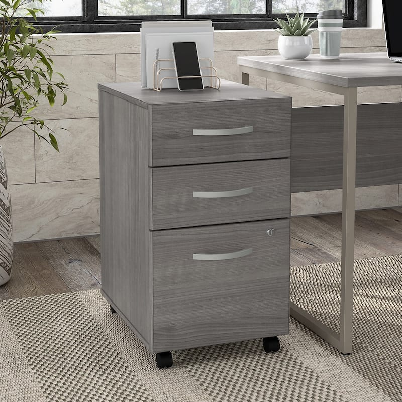 Hybrid 3 Drawer Mobile File Cabinet by Bush Business Furniture - Platinum Gray