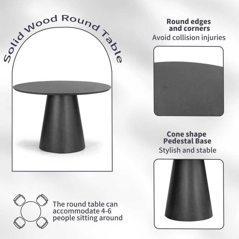 Blake Black Wash Round Wood Dining Table