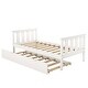 preview thumbnail 5 of 22, Twin Bed Frame Wood Platform Bed with Pull Out Trundle and Headboard and Footboard
