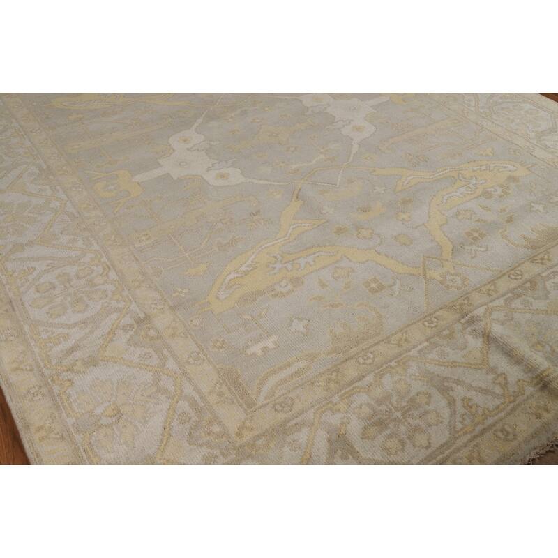 Earth Tone Oushak Indian Area Rug Handmade Living Room Wool Carpet - 8'1"x 9'10"