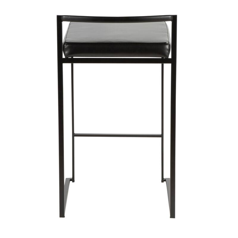 Porch & Den Forrest Contemporary Black Stackable Fully Welded Counter Stool (Set of 2)