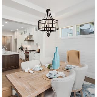 Westinghouse Lighting Belle View Four-Light Indoor Chandelier, Oil Rubbed Bronze Finish with Highlights and Clear Seeded Glass