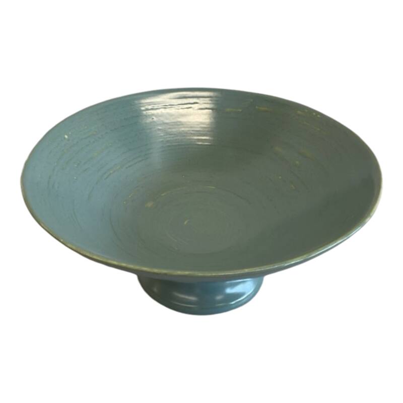 Decorative Round Pedestal Accent Bowl - 15", Green - 15.0"