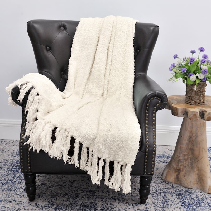 Fluffy Woven Throw - 50" x 60" - Antique White