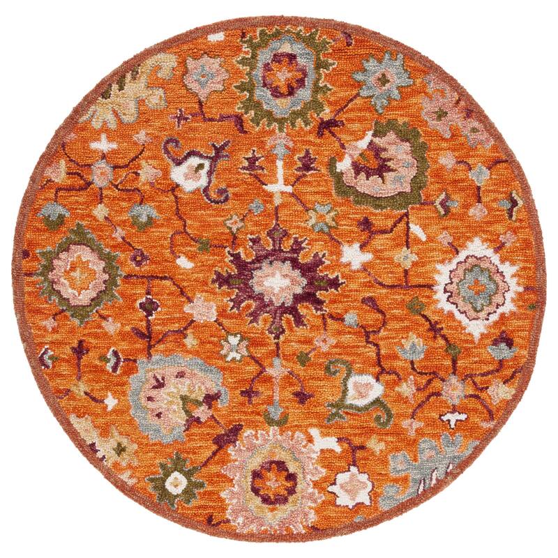 SAFAVIEH Handmade Aspen Gennady Boho Wool Rug - 5' Round - Rust/Green