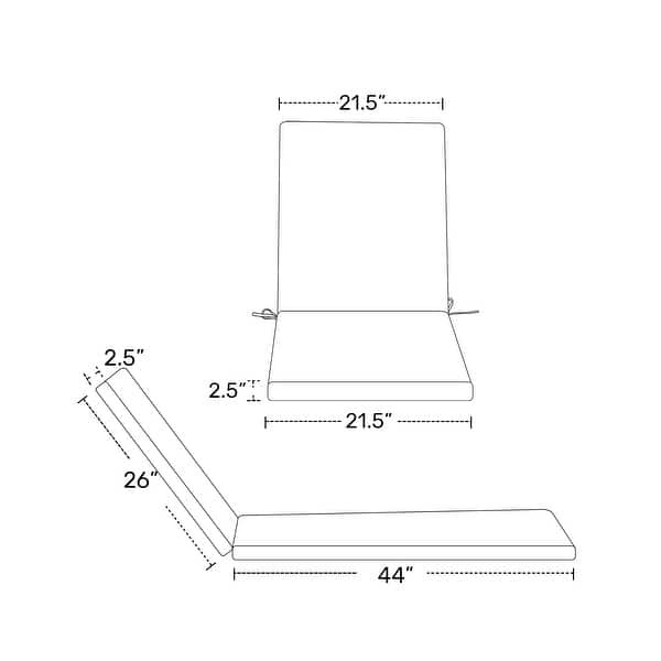 dimension image slide 2 of 3, Fading Free All Weather Outdoor Patio Chaise Lounge Cushions Only - (Set of 2)