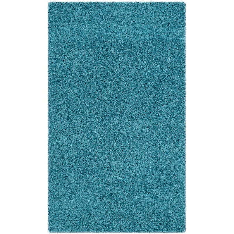 SAFAVIEH Laguna Shag Verdiana Solid Color 2-inch Thick Rug. - 2'3" x 4' - Turquoise - Rectangle