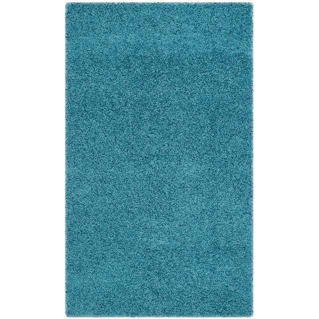 SAFAVIEH Laguna Shag Verdiana Solid Color 2-inch Thick Shag Rug - 2'3" x 4' - Turquoise