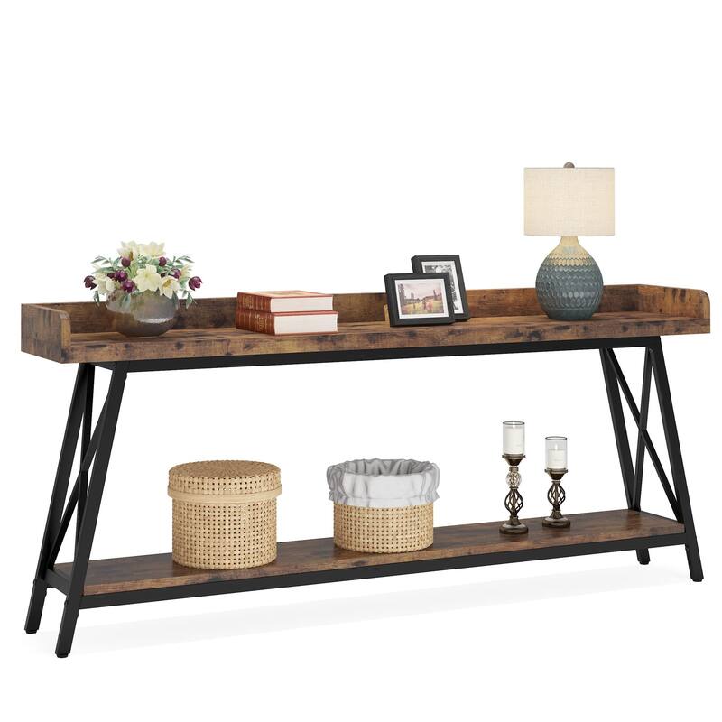 70.9 inch Extra Long Console Table Behind Sofa Couch, Narrow Entryway Table - Brown
