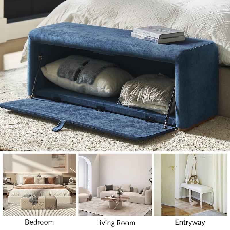 Gustavo Contemporary Storage Bench with Solid Wood Legs by HULALA HOME
