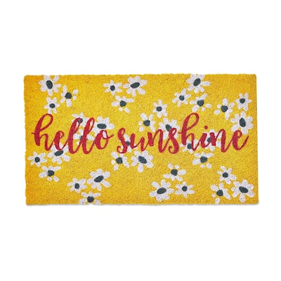 Hello Sunshine PVC Coir Door Mat - Everyday Multicolor Doormat, Easy to Clean, 1" H x 30" L x 17" W