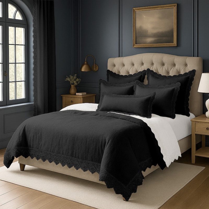 Elsie Lace Ebony 6 Piece Coverlet Set
