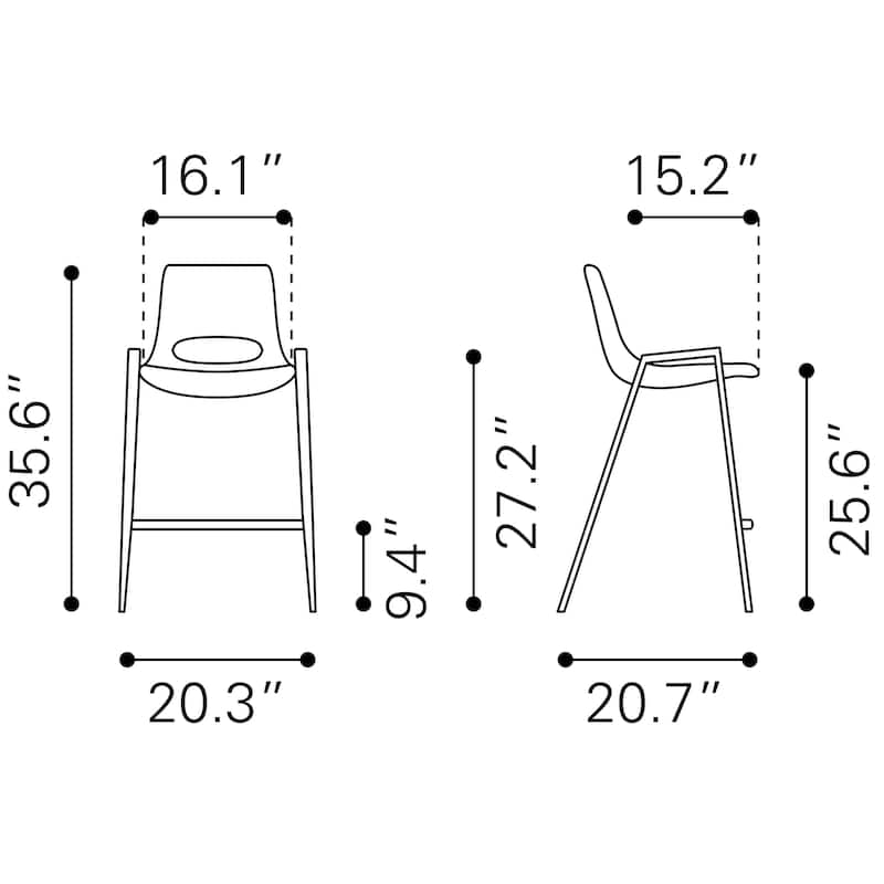 Desi Counter Stool (Set of 2) - 20.3" W x 20.7" D x 35.6" H