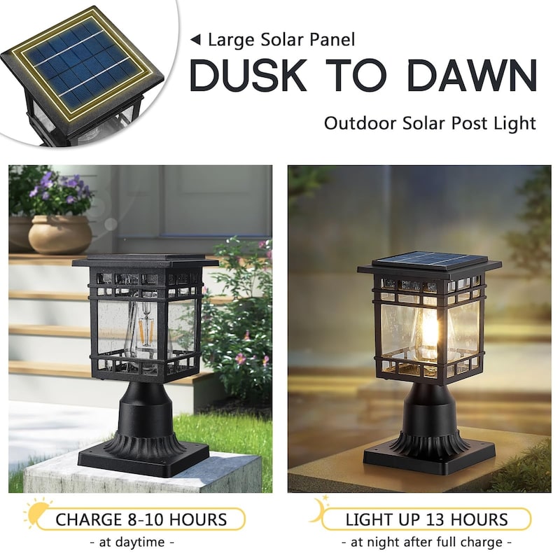 11 Inch Solar Post Light with Pier Mount Base
