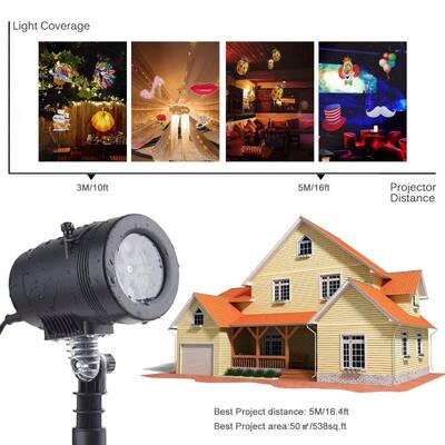 Colorized Auto Moving Projection Lights With 14 Replaceable Lens Auto-Shifting Images & Switchable Pattern