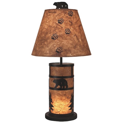 Rustic Mission-Style Nightlight Table Lamp